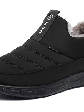 Black Slip-On Quilted Faux-Fur Lined Women's Shoe